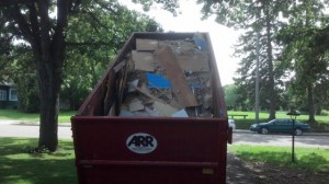 dumpster bin filled up and hauled away