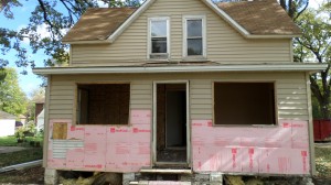Usable siding materials removed. 