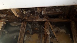 This is the consequence of many years of water from the roof seeping into the wall